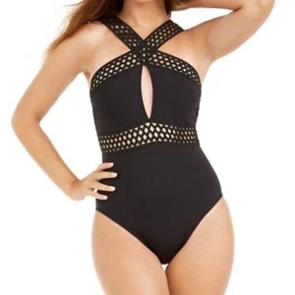 Kenneth Cole Black One Piece with Mesh Detailing